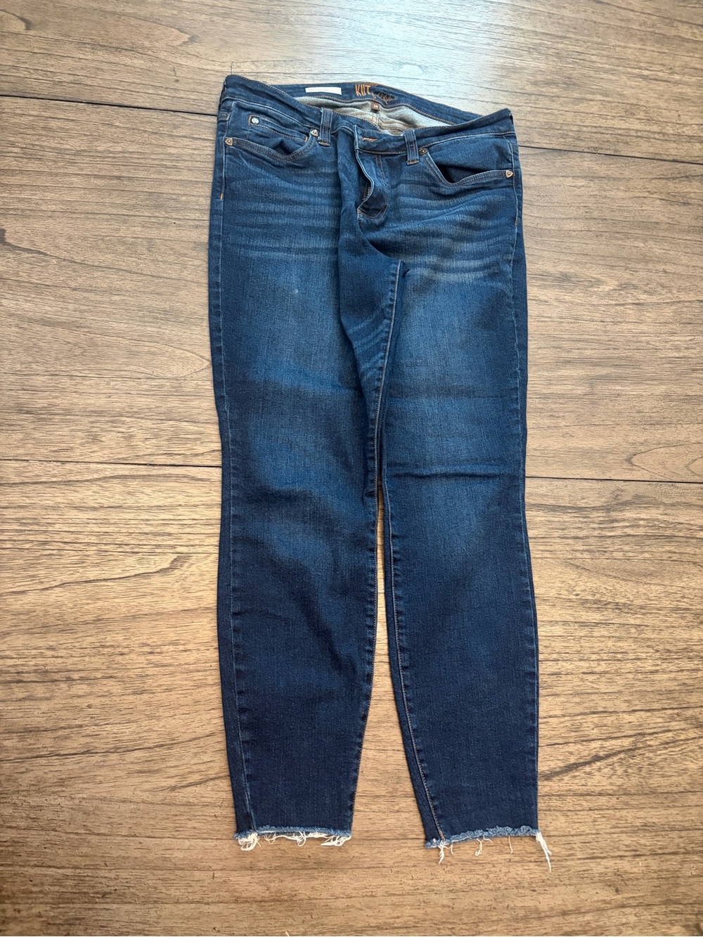 Kut from the Kloth Dark Indigo Skinny Jeans with Frayed Hem